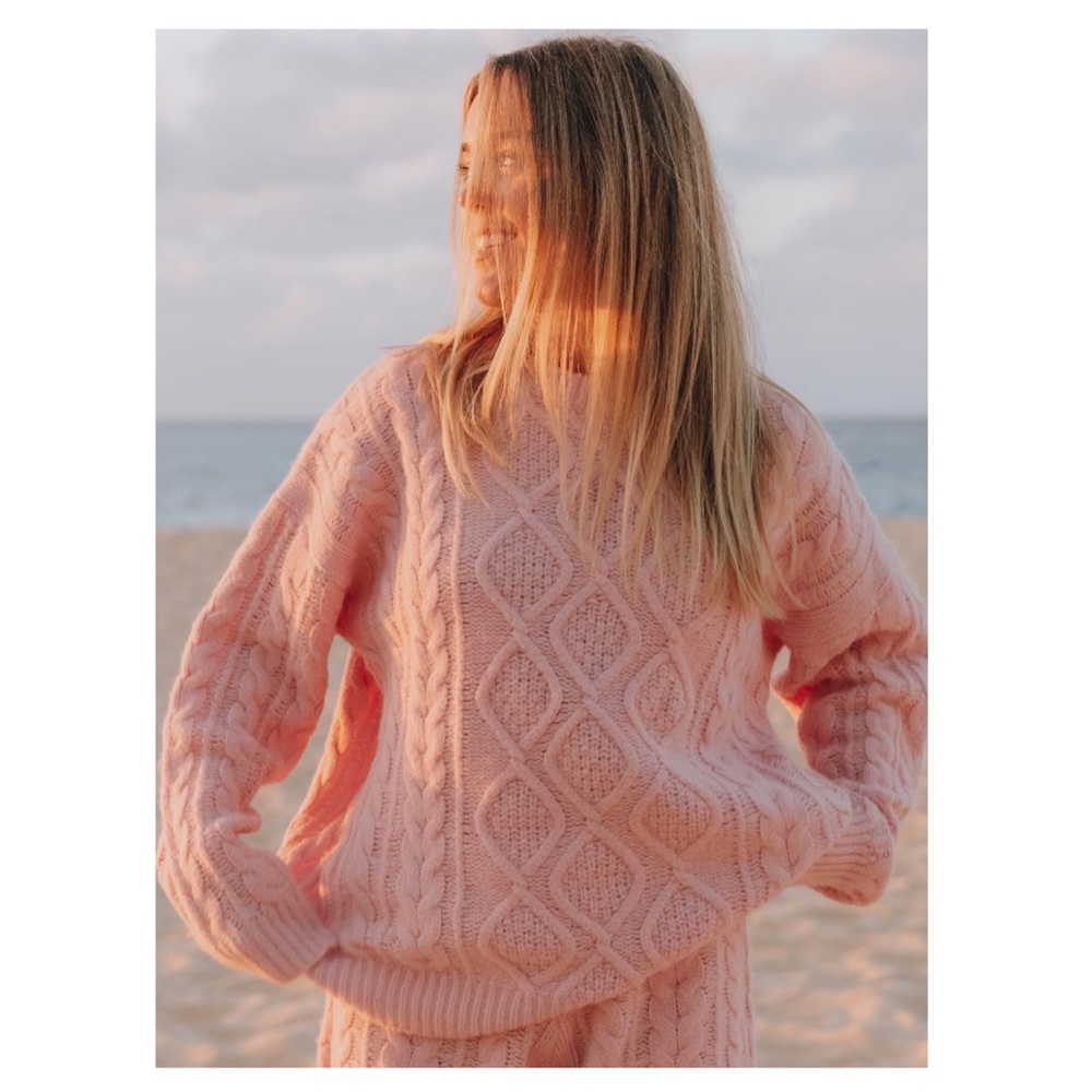 Daily Drills Oversized Knit Sweater in Light Pink